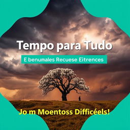 A captivating thumbnail for a video with the title 'Tempo para Tudo: Lições de Jó em Momentos Difíceis!' prominently displayed