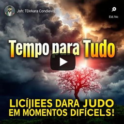 A captivating thumbnail for a video with the title 'Tempo para Tudo: Lições de Jó em Momentos Difíceis!' prominently displayed