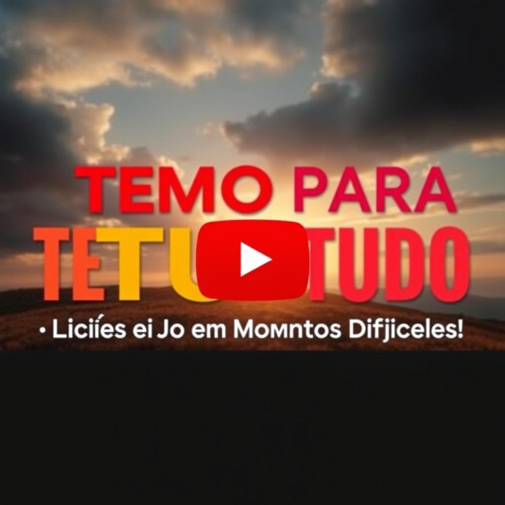 A captivating YouTube thumbnail for a video titled 'Tempo para Tudo: Lições de Jó em Momentos Difíceis!'