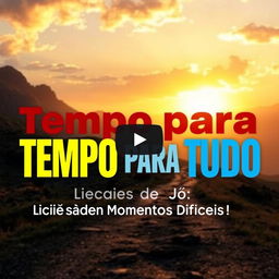 A captivating YouTube thumbnail for a video titled 'Tempo para Tudo: Lições de Jó em Momentos Difíceis!'