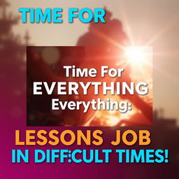 A unique and eye-catching YouTube thumbnail for a video titled 'Time for Everything: Lessons from Job in Difficult Times!' prominently displayed in bold, vibrant colors to grab attention