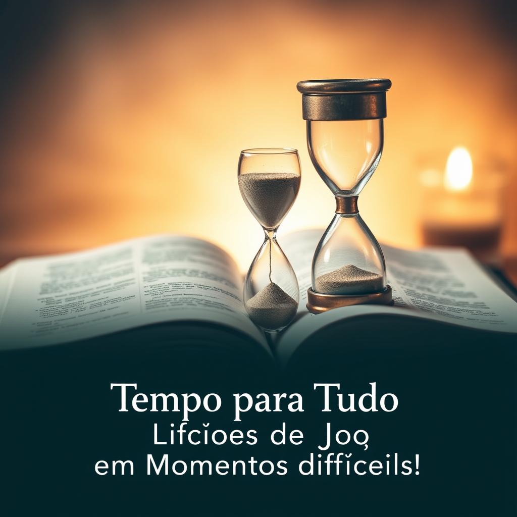 A captivating and serene YouTube thumbnail image featuring a beautifully designed text overlay that reads: "Tempo para Tudo: Lições de Jó em Momentos Difíceis!"