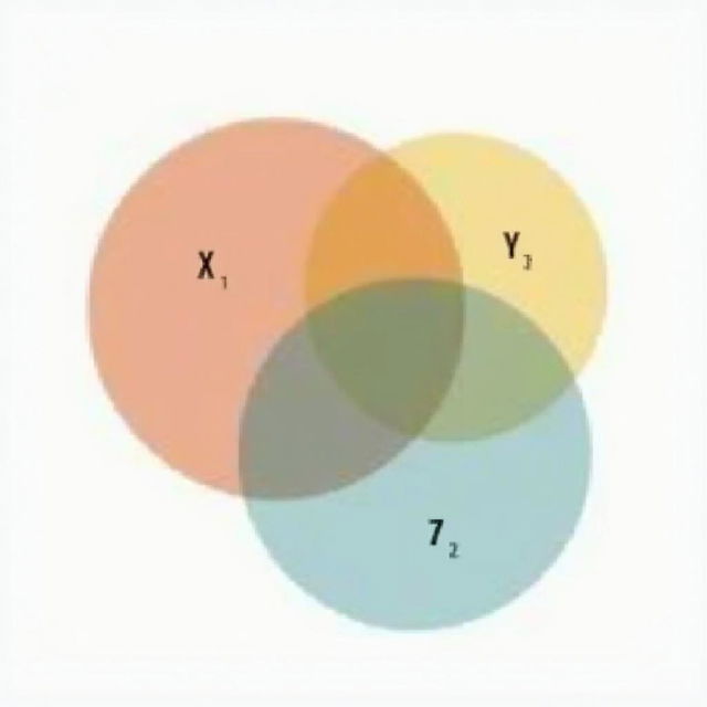 A professionally designed Venn diagram featuring three overlapping circles labeled X, Y, and Z