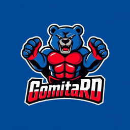 A vibrant and masculine logo for "GomitaRD", incorporating bold colors and strong typography