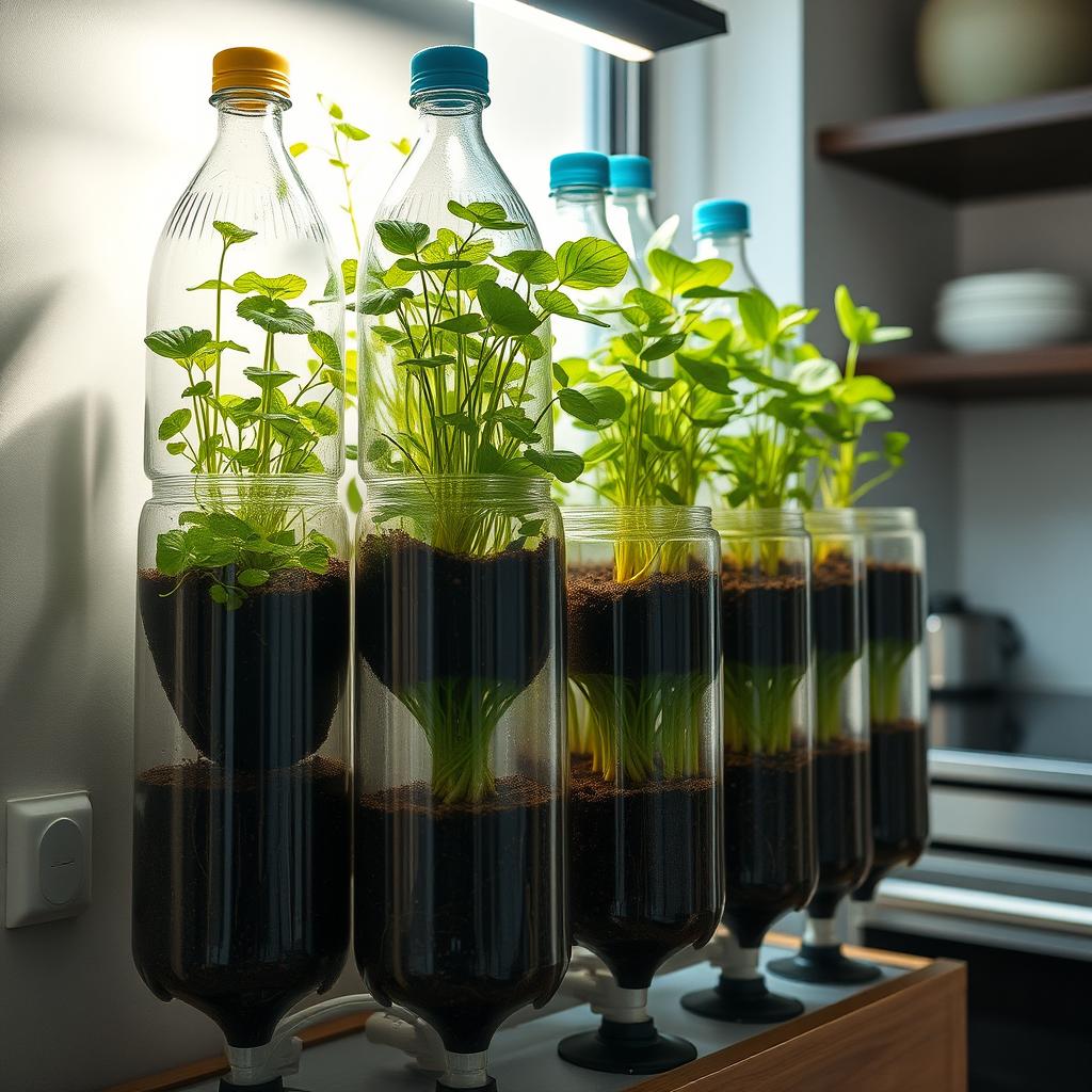 A creative and sustainable aquaponics setup using recycled plastic bottles as planting media