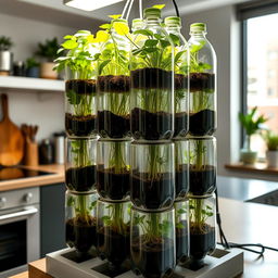 A creative and sustainable aquaponics setup using recycled plastic bottles as planting media