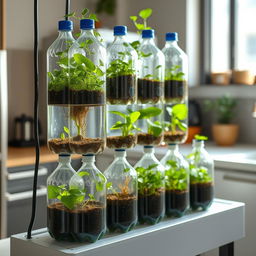 A creative and sustainable aquaponics setup using recycled plastic bottles as planting media