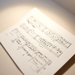 A music sheet with beautifully handwritten and improved musical notations, featuring elegant script for lyrics