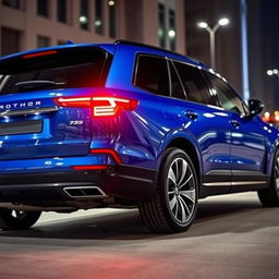 A luxurious SUV with a striking blue exterior that exudes elegance and sophistication