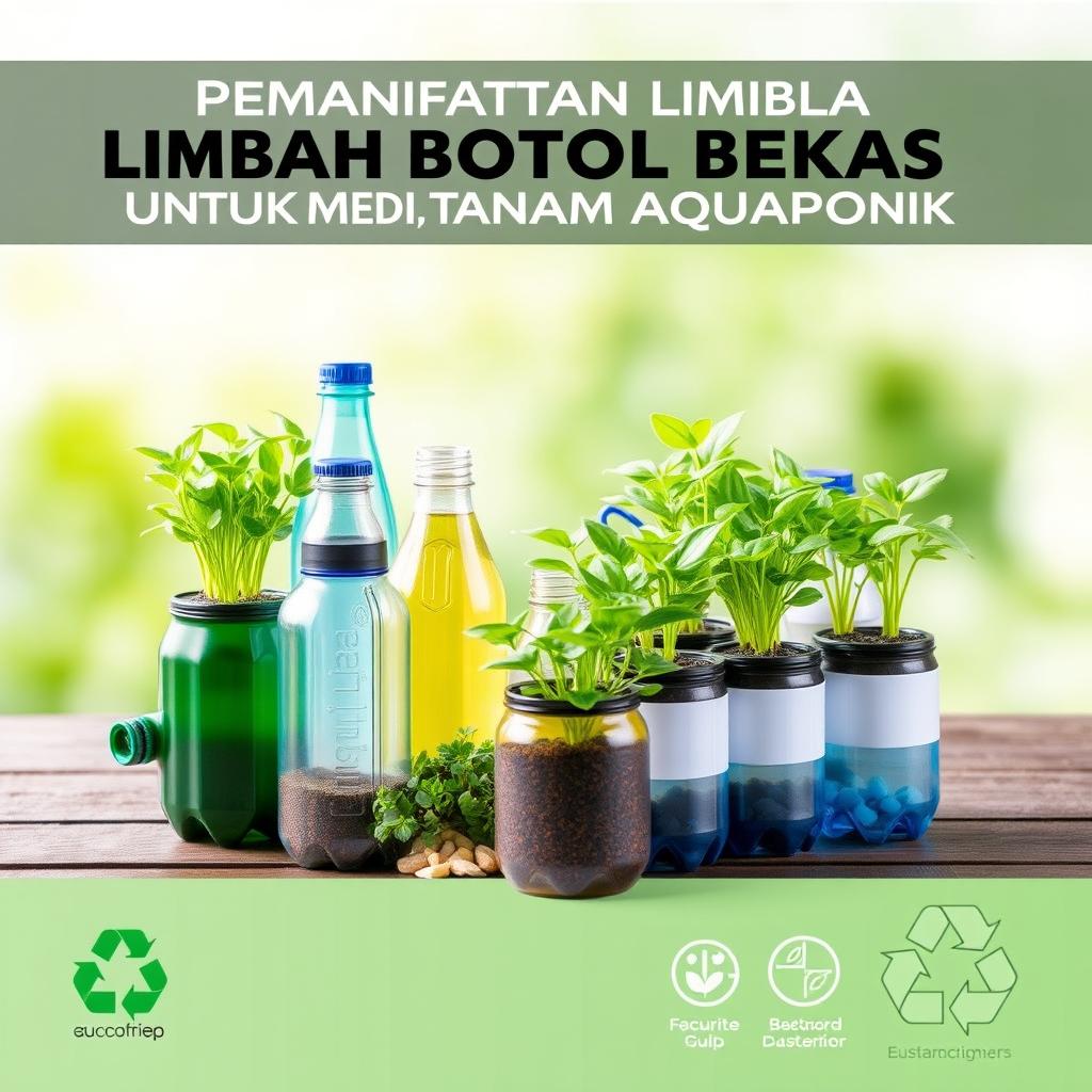 Design a cover for a module about the utilization of waste bottles as planting media for aquaponics