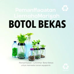 Design a cover for a module about the utilization of waste bottles as planting media for aquaponics