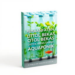 A visually appealing book cover on the theme of utilizing waste bottles for aquaponic growing media