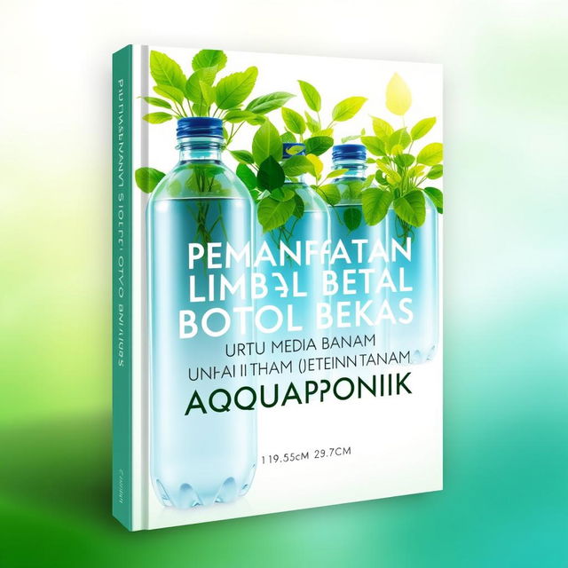 A visually appealing book cover on the theme of utilizing waste bottles for aquaponic growing media