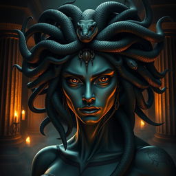 A captivating and mythical representation of Medusa, the iconic Gorgon from Greek mythology