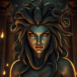 A captivating and mythical representation of Medusa, the iconic Gorgon from Greek mythology