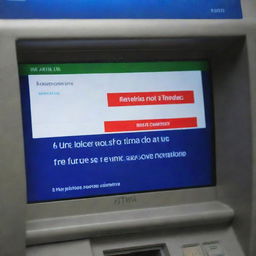 An ATM machine screen displaying a generic message