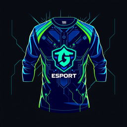 Design a long-sleeve e-sports t-shirt featuring a dynamic and energetic theme