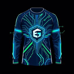 Design a long-sleeve e-sports t-shirt featuring a dynamic and energetic theme