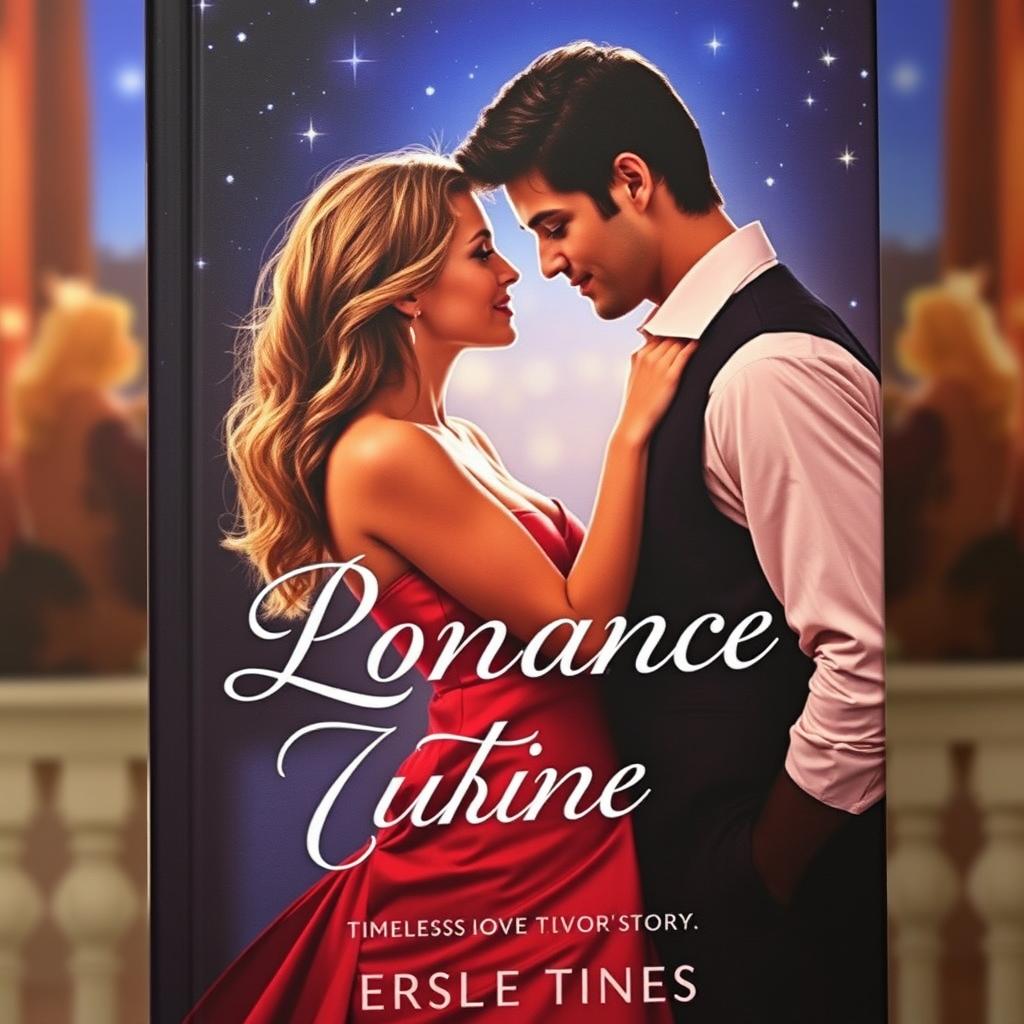 A romantic book cover featuring a woman and a man gazing into each other's eyes with deep affection