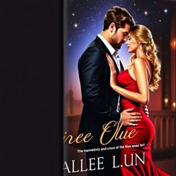 A romantic book cover featuring a woman and a man gazing into each other's eyes with deep affection