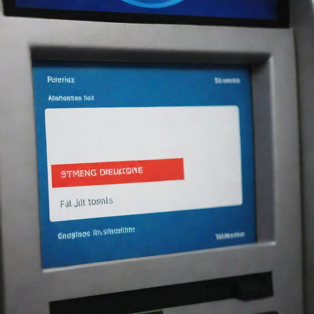 An ATM machine screen displaying a generic message