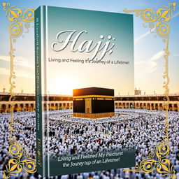 A beautifully designed book cover featuring the title "Hajj, Living and Feeling the Journey of a Lifetime!" prominently displayed