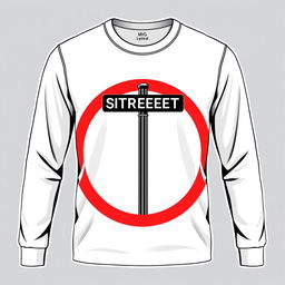 A long-sleeve shirt featuring a prominent logo of a street intersection sign