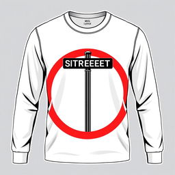 A long-sleeve shirt featuring a prominent logo of a street intersection sign