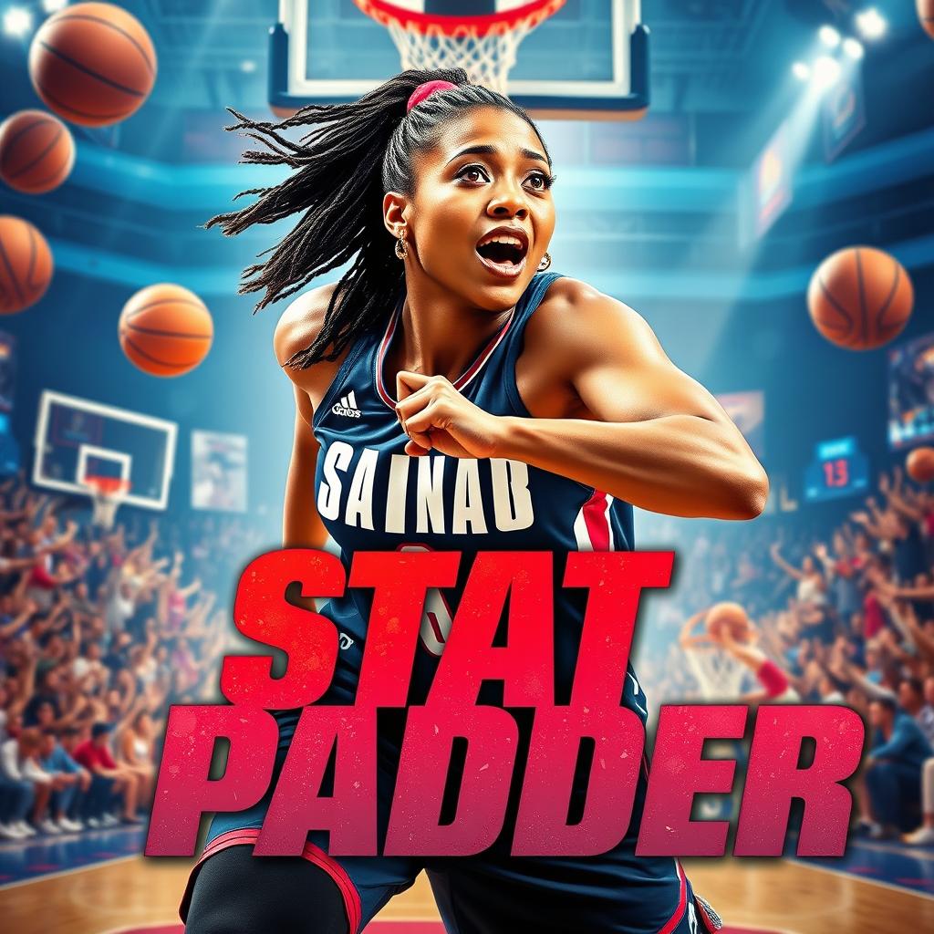 A modern style movie poster featuring WNBA star Angel Reese in an action-packed dynamic pose