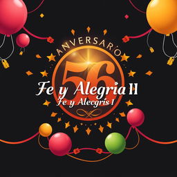 Un póster exquisito en español para el 56º aniversario de "Fe y Alegría 11", con el logo de Fe y Alegría 11 integrado como parte del fondo