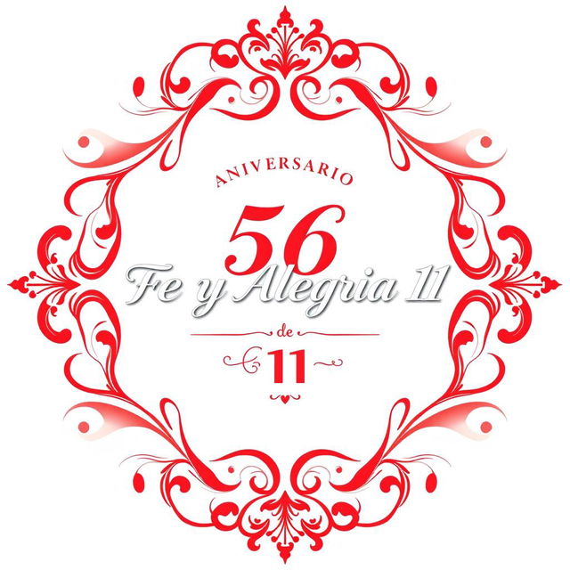 Un póster impresionante para el 56º aniversario de "Fe y Alegría 11", diseñado en español