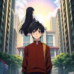 Anime-style novel cover featuring a modern school in the middle of a city landscape