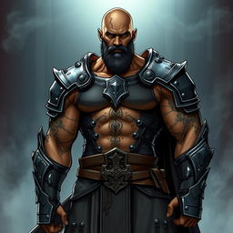 A male goliath paladin in a comic style, showcasing his impressive physique and presence