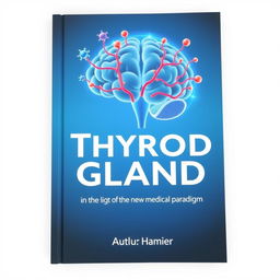 Book cover design featuring an anatomical outline of the thyroid gland in calming and medical colors like blue, green, and white