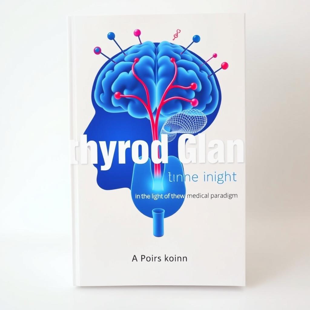 Book cover design featuring an anatomical outline of the thyroid gland in calming and medical colors like blue, green, and white