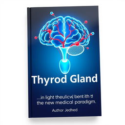 Book cover design featuring an anatomical outline of the thyroid gland in calming and medical colors like blue, green, and white