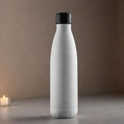 A contemporary, romantic-insulated bottle, featuring sleek and smooth design elements, bathed under the soft illumination of ambient lighting.