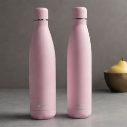 A contemporary, romantic-insulated bottle, featuring sleek and smooth design elements, bathed under the soft illumination of ambient lighting.