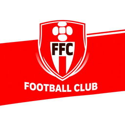 A creative and dynamic football club logo design featuring the color red as the dominant element