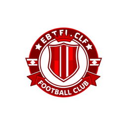 A creative and dynamic football club logo design featuring the color red as the dominant element