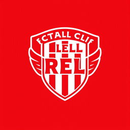 A creative and dynamic football club logo design featuring the color red as the dominant element