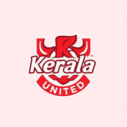 A creative and bold football club logo design for Kerala United, featuring the color red as the dominant element