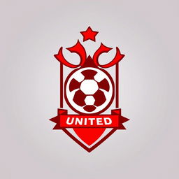 A creative and bold football club logo design for Kerala United, featuring the color red as the dominant element