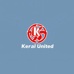 A creative and bold football club logo design for Kerala United, featuring the color red as the dominant element