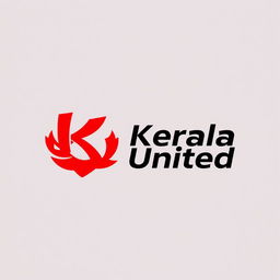 A creative and bold football club logo design for Kerala United, featuring the color red as the dominant element