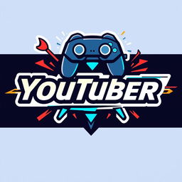 A compelling and energetic logo design for a gaming YouTuber, combining elements that reflect the world of gaming and digital content creation