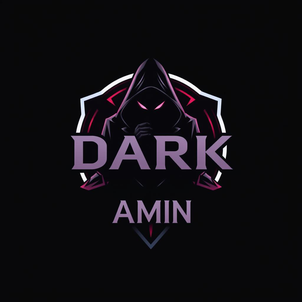 A striking and mysterious gaming logo featuring a dark man as the central figure