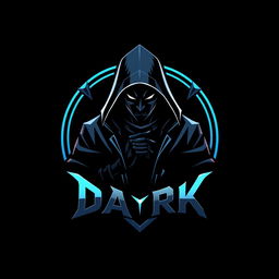 A striking and mysterious gaming logo featuring a dark man as the central figure