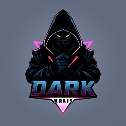 A striking and mysterious gaming logo featuring a dark man as the central figure