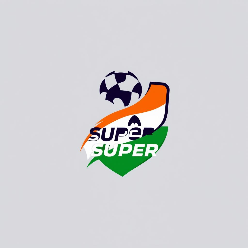 A modern and innovative logo design for the Indian Super League, tailored to European standards, showcasing the dynamism and competitive spirit of the football tournament